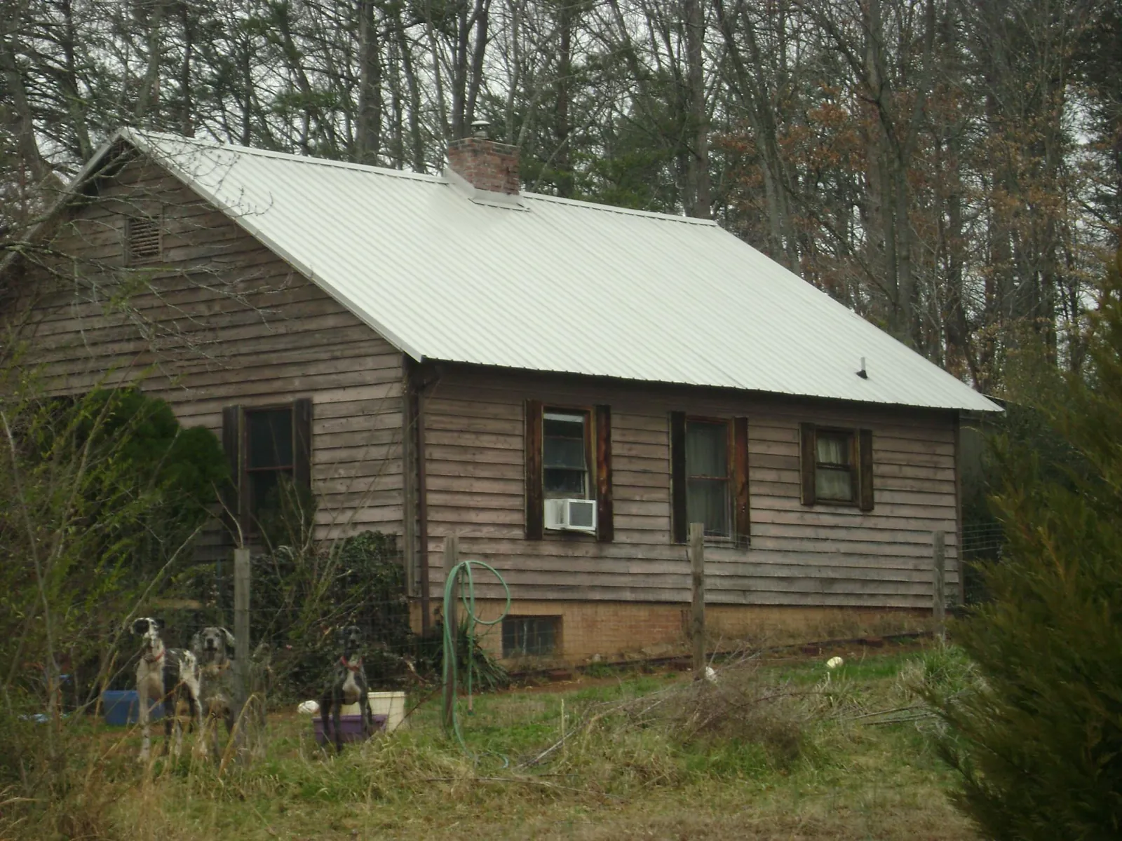 White metal roof on an old wood sided farmhouse, from a Metal Roof Installation job in Illinois City